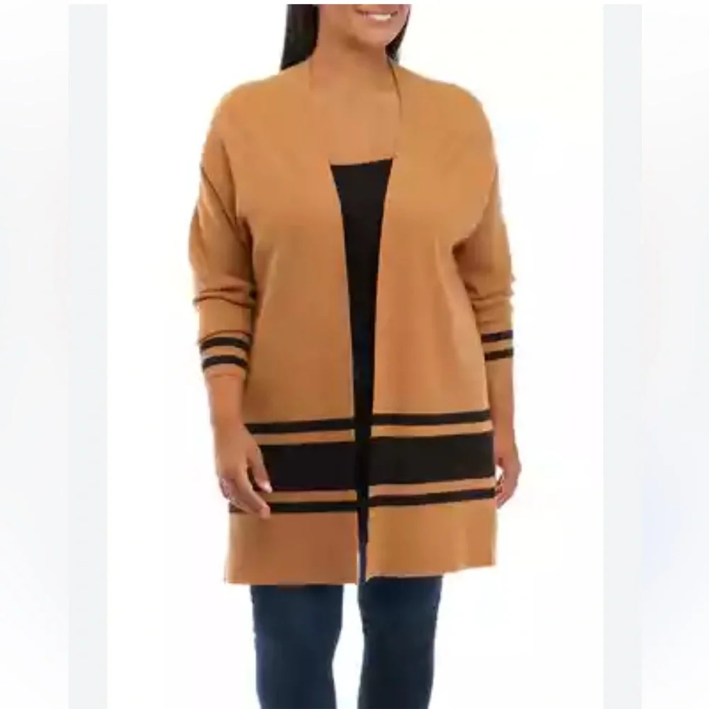 Crown‎ & Ivy Navy Cardigan with Tan Stripes